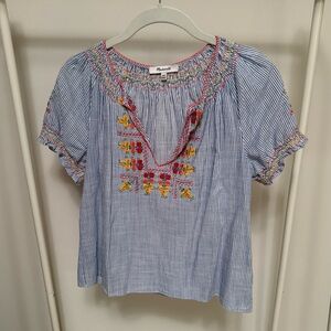 Madewell blue and white striped cotton shirt size XXS